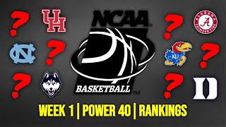 Week 1 College Basketball Power 40 Rankings  2024 WEEKLY COLLEGE BASKETBALL POWER 40 RANKINGS [upl. by Gerty128]