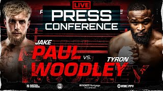 Jake Paul vs Tyron Woodley OFFICIAL PRESS CONFERENCE amp FACEOFF [upl. by Allemac]