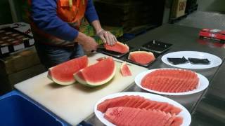 Slicing Watermelon for Platters at Raw N Ready [upl. by Devad259]