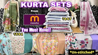 11 Pure Cotton Unstitched Dress Material From Meesho✨ Cotton Suits for Summers [upl. by Eldreeda342]