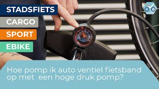 Hoe pomp ik auto ventiel fietsband op met hoge druk pomp 171 [upl. by Alyahsat728]