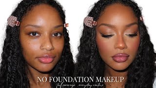 HOW TO NOFOUNDATION MAKEUP TUTORIAL  FULL COVERAGE LIGHT WEIGHT MAKEUP LOOK [upl. by Farmann]