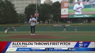 Alex Palou Throws First Pitch [upl. by Aleetha]