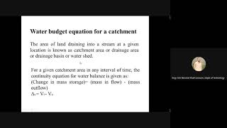 Hydrology Lecture 3 Water Budget equation for catchment Numerical Examples google meet recording [upl. by Wolf]