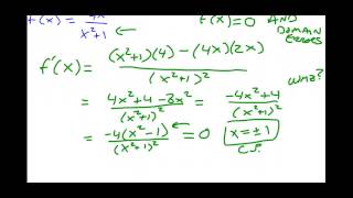 Calculus  Critical Points and Derivatives using Quotient Rule [upl. by Adnertal757]