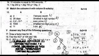 6th Maths 2nd Mid Term Exam 2024 Original Question Paper Tiruvallur District English Medium [upl. by Rehprotsirhc]