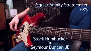 Stock Humbucker vs Seymour Duncan JB Squier Strat [upl. by Eniar344]