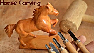 Horse Carving  How To Carve A Horse In Wood  Wooden Horse Carving  Wood Carving Tutorial  DIY [upl. by Kora]