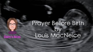 Prayer Before Birth by Louis MacNeice linebyline analysis [upl. by Akirahs655]