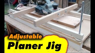 Planing wide Boards or Beams with Electric Hand Planer –Adjustable Thickness Planer Jig –Woodworking [upl. by Dlaner]