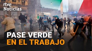 ITALIA Fuertes ENFRENTAMIENTOS en ROMA entre la policía y manifestantes ANTIVACUNAS  RTVE [upl. by Donelu]