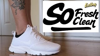 Nike Presto Fly Uncaged Triple White Sneaker Review  On Feet [upl. by Omer]