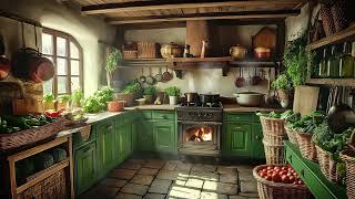 Cozy Grandmas Country Morning Kitchen Farm Sounds 🥞 ASMR Ambience [upl. by Nerrak]