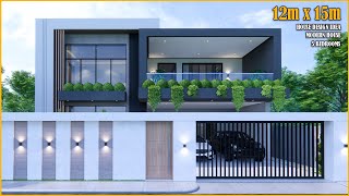 Modern House  House Design 2 Storey  12m x 15m with 5 Bedrooms [upl. by Aissyla193]