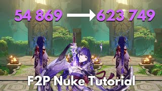 F2P C0 Raiden 640k Nuke Tutorial  Genshin Impact [upl. by Nomelc460]