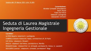 Seduta di Laurea Magistrale Ingegneria Gestionale 29032021 [upl. by Fusuy]