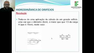 Hidráulica I  Orifícios Exercício de Grande Orifício [upl. by Ainoet]