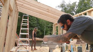 LoadBearing Walls  Roof Rafters Finished  Cabin Build Off Grid [upl. by Yatnoed605]