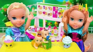 Anna and Elsa Toddlers go shopping with the twins part 1  Barbie Dolls Adventures [upl. by Ddene]