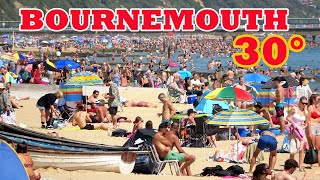 Bournemouth beach 30 degrees packed with tourists and residents during heatwave 30 July 2024 [upl. by Clarette441]