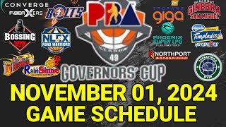 PBA Game Schedule Today  November 1 2024  PBA Governors Cup Schedule Update [upl. by Aloek190]