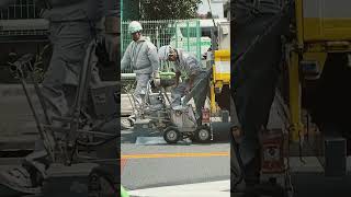 White Lines linemarking roadwork heavymachinery painting hotpaint workman tokyo japan [upl. by Bertold]