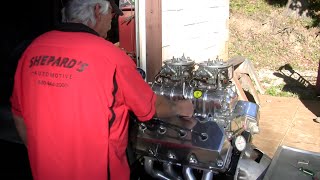 Blown Hemi Engine Startup on Engine Stand [upl. by Annaid]