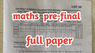 💯10th class maths prefinal question paper 2024 ll full question paper ll [upl. by Enyahs303]