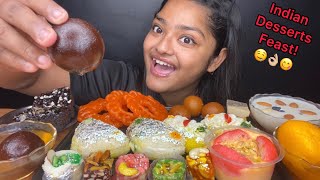 INDIAN DESSERTS EATING 🤤 GULAB JAMUN RASGULLA MALAI SANDWICH RASMALAI  FOOD EATING VIDEOS [upl. by Nana495]