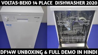 VOLTASBEKO 14 PLACE DISHWASHER IN INDIA 2020 DF14W UNBOXING amp DEMO IN HINDI 🔥🔥🔥 [upl. by Brag875]