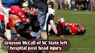 Grayson McCall of NC State left hospital post head injury [upl. by Milissa]