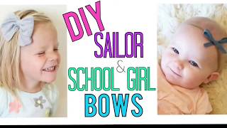 BABY HAIRBOW TUTORIAL  DIY Sailor Bow Tutorial  DIY School girl bow DIY Hair bows [upl. by Eilyah]