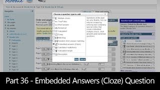 Part 36  Embedded Answers Cloze Question Moodle How To [upl. by Lotsirk306]