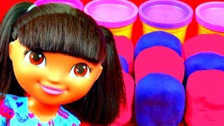 Dora The Explorer PlayDoh Surprise Eggs Frozen Peppa Pig Toy Story Cars Spongebob Disney FluffyJet [upl. by Betteann]