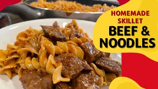 Beef and Noodles Recipe The BEST EVER Beef Noodle Skillet [upl. by Hereld]