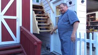 SHAW DIY STORIES  GARAGE LOFT EXTERIOR LADDER STAIRS FOLDING HINGE INSTALL OCT 24 2017 [upl. by Neelie]