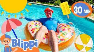 Blippis Pool Day Games  Blippi  Sports amp Games Cartoons for Kids [upl. by Pani]