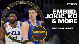 Joel EmbiidNikola Jokic comparisons KDs impact on the West amp more NBA storylines 🏀  KJM [upl. by Assirrac514]