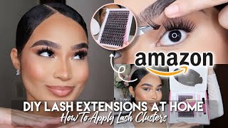 Calailis DIY Lash Extensions AT HOME  AMAZON INDIVIDUAL LASH CLUSTERS KIT TUTORIAL [upl. by Detta506]