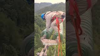 Breaking glass insulator at high voltage Tower shortvideo trending [upl. by Patterson]