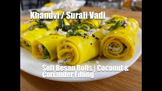 Gujarati Khandvi  Maharashtrian Surali Vadi Recipe in Pressure Cooker  FoodQuench [upl. by Bolling]