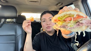 JERSEY MIKE’S ROAST BEEF SANDWICH MUKBANG  SLOPPY EATING  FAST EATING  BIG BITES  🙊 [upl. by Utta]