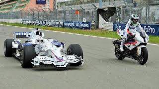 F1 Car vs Bike BMW Sauber F1 vs BMW S 1000 RR [upl. by Egoreg]