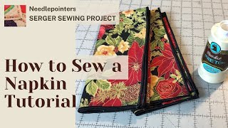 How to Sew a Cloth Napkin Serger Rolled Hem Tutorial [upl. by Gonroff]