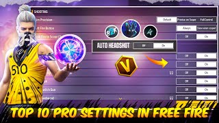 TOP 10 PRO SETTING  FREE FIRE  SECRET  SENSITIVITY  NEW HEADSHOT SETTING  ALI VAI FF [upl. by Zsamot]