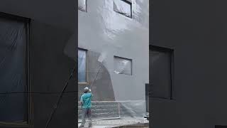 Exterior Walls Rubber Waterproof Coating Spraying Technique [upl. by Nmutua160]