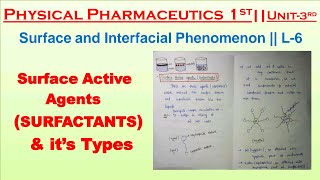 Surfactants  Types Of Surfactants  Physical Pharmaceutics  L6 Unit3  B pharmacy 3rd Sem [upl. by Charmane]