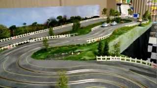 132 Wooden Routed Slot Car Track  1960s theme  Scalextric C76 Mini Vs Mini [upl. by Annis]