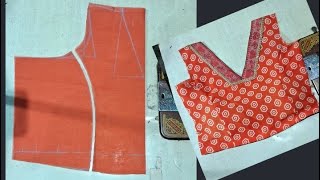 V Neck Padded Blouse stitching  simple method blouse sewing designerjyoti22 [upl. by Derby]