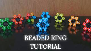 super easy seed bead flower ring tutorialmostacillas [upl. by Eyar]